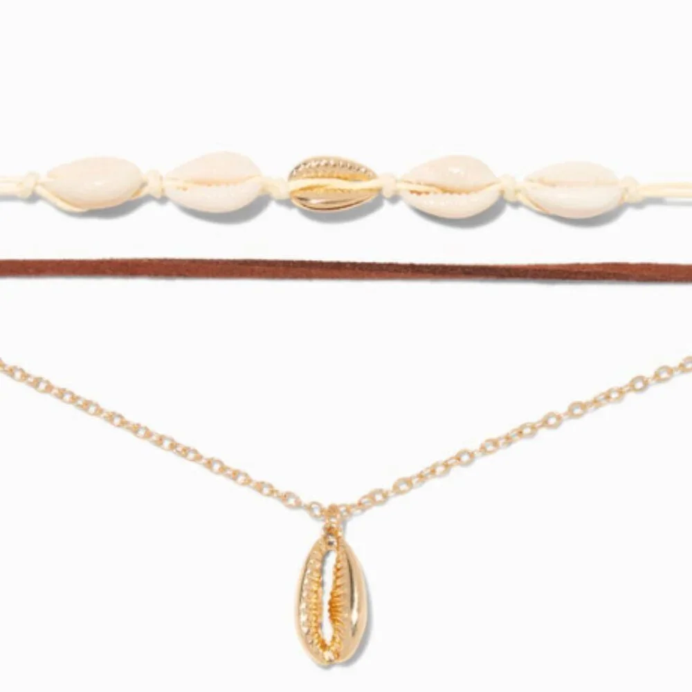 Icing Cowrie Seashell Choker Necklaces Gold